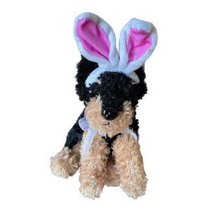 Dan Dee Brown and Black Dog Plush‎ with Easter Bunny Ears 2010 8"